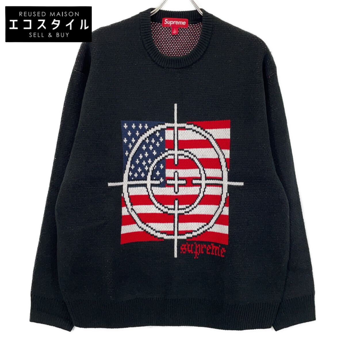 Supreme シュプリーム 25FW ﾌﾞﾗｯｸ TAEGET SWEATER ﾀｰｹﾞｯﾄ ｾｰﾀｰ トップス L ブラック メンズ 【中古】