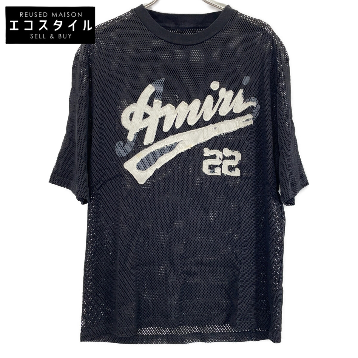 AMIRI アミリ ﾌﾞﾗｯｸ ﾒｯｼｭ ｹﾞｰﾑｼｬﾂ トップス ブラック メンズ 【中古】