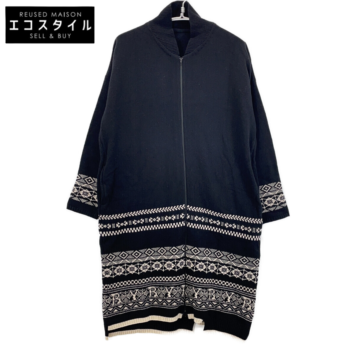 Yohji Yamamoto ヨウジヤマモト NK-K54-184 ﾌﾞﾗｯｸ ﾌﾛﾝﾄｼﾞｯﾌﾟ ﾆｯﾄ ﾜﾝﾋﾟｰｽ ワンピース 2 ブラック レディース 【中古】