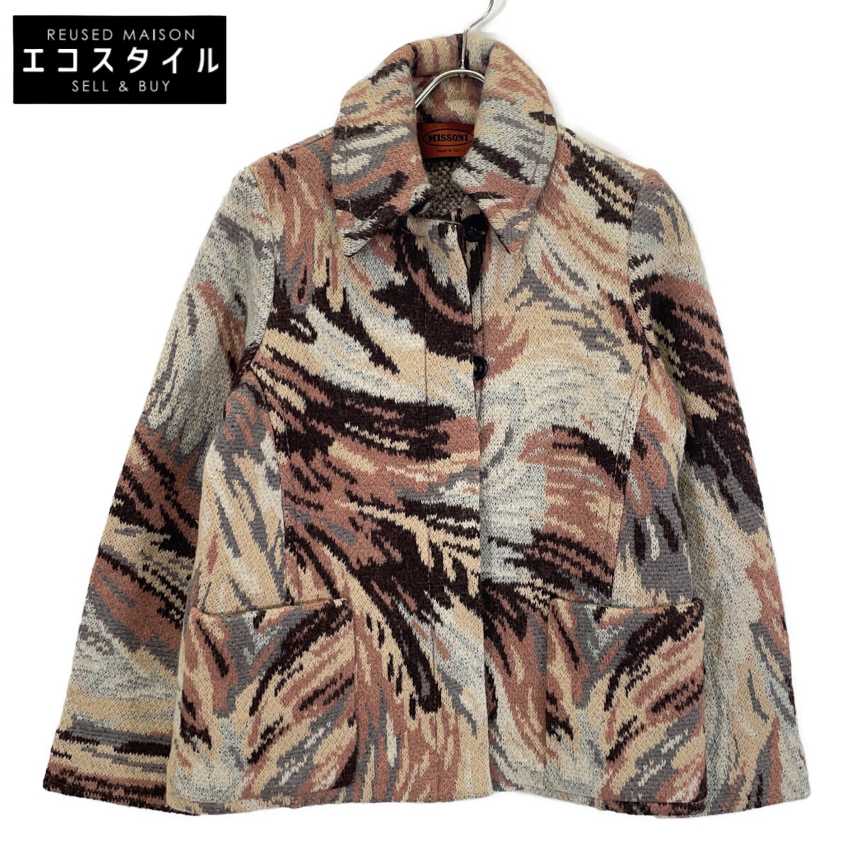 MISSONI ミッソーニ 123615 ｳｰﾙ×ﾓﾍｱ ﾍﾞｰｼﾞｭ系 ﾏﾙﾁｶﾗｰ ﾆｯﾄｼﾞｬｹｯﾄ ジャケット 46 ベージュ系 レディース 【中古】 26,026円