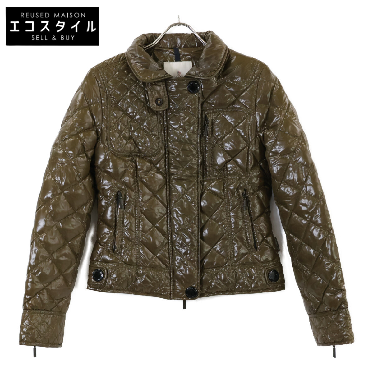 MONCLER モンクレール 45358 BAYONNE キルティング ダウンジャケット 1 カーキ レディース 【中古】｜ブランドリユース エコスタイル