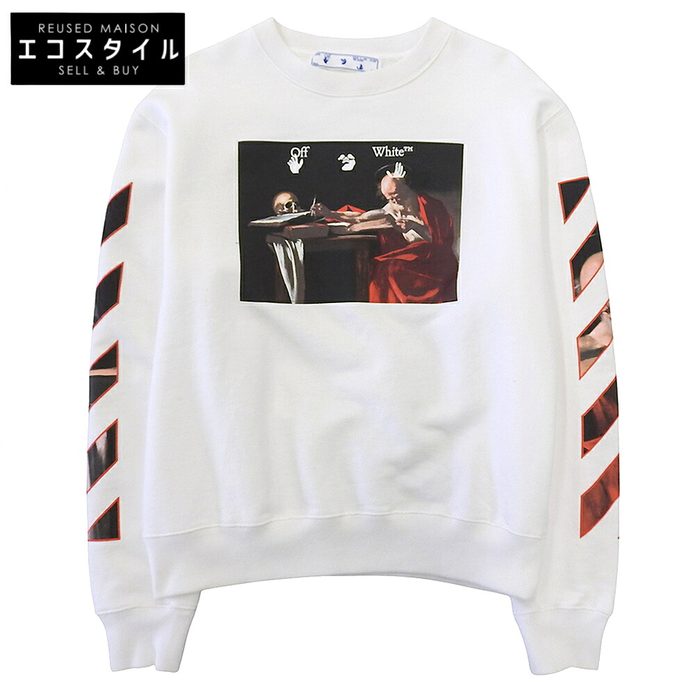 OFF-WHITE オフホワイト CARAVAGGIO SLIM CREWNECK トップス メンズ ホワイト L トップス L ホワイト メンズ 【中古】