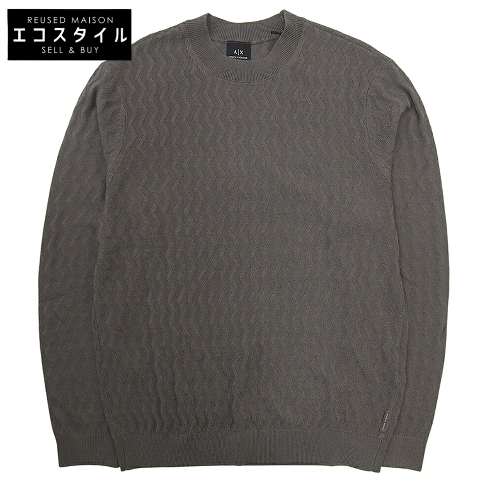 ARMANI EXCHANGE アルマーニエクスチェンジ 未使用 エンボス編み クルーネック セーター トップス グレー S XM001560 AF11982 24年製 トップス S グレー メンズ 【中古】