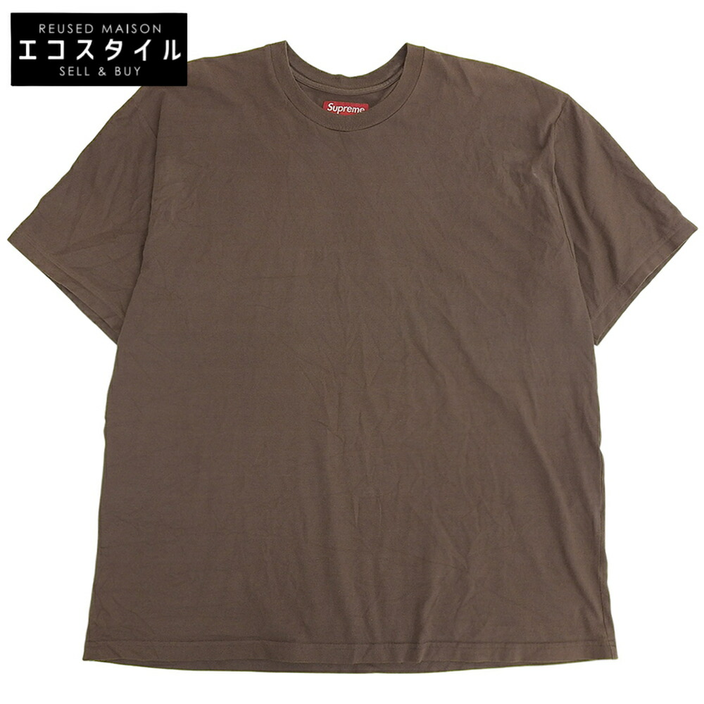 Supreme シュプリーム インターシャ プリント Tシャツ トップス メンズ ブラウン×グリーン L 25SS トップス L ブラウン/グリーン メンズ 【中古】