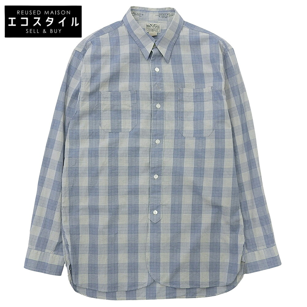 RRL ダブルアールエル 美品 綿織物 読み合わせる柄 ダブル衣嚢 細工物プルオーバー トップス メンズ 青色×点火装置薄墨色 M トップス   M 青色/点火装置薄墨色 メンズ 【中古】