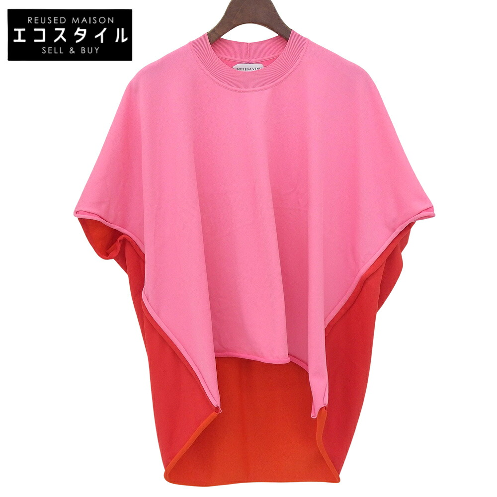 BOTTEGA VENETA ボッテガヴェネタ 美品 VISCOSE DRAPE TOP ドレープ とっ始め バイ色つや トップス レディース さくら色×赤いこと XS 629983 トップス   XS さくら色/赤いこと レディース 【中古】