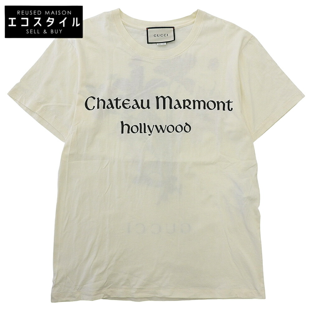 GUCCI グッチ XJAN5 コットン シャトー＆マーモント オーバーサイズ ショートスリーブ カットソー トップス メンズ アイボリー S 493117 トップス S アイボリー メンズ 【中古】