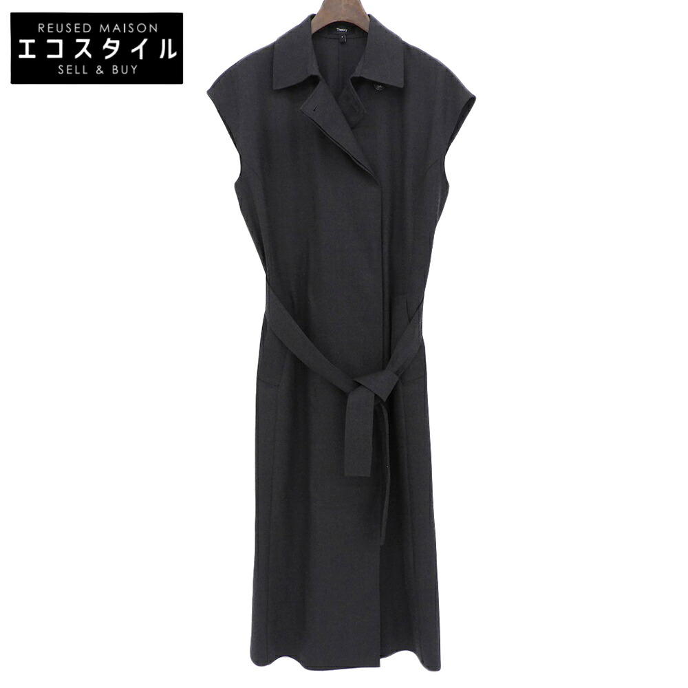 Theory セオリー Wool Pl Flannel Belted Dress ワンピース レディース グレー P 01-5305204 25AW ワンピース P グレー レディース 【中古】