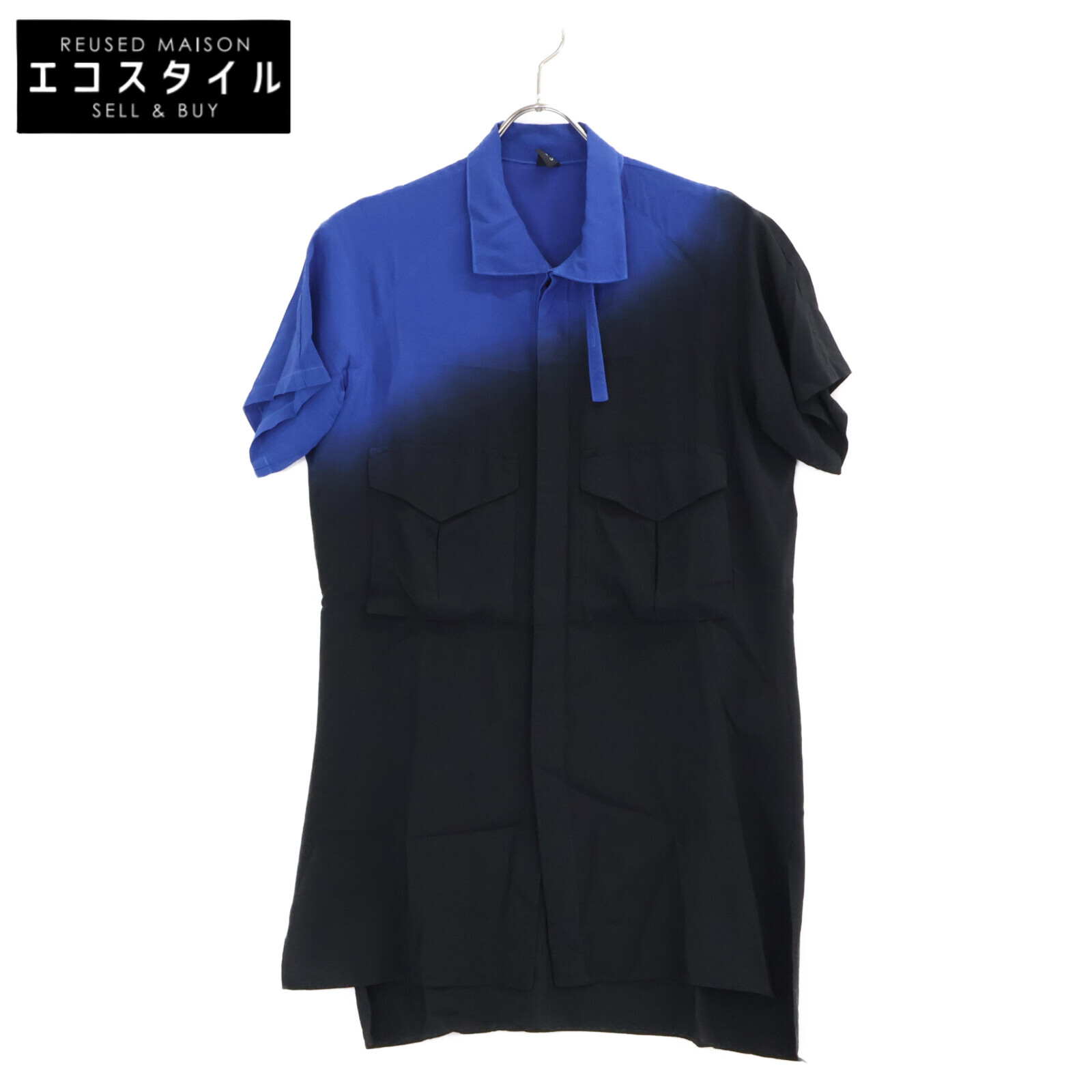 Y\u0027s ワイズ YD-B03-208 FLY FRONT RAGLAN グラデーション 半袖ティーシャツ/ トップス 1 青碧/黒いこと レディース 【中古】