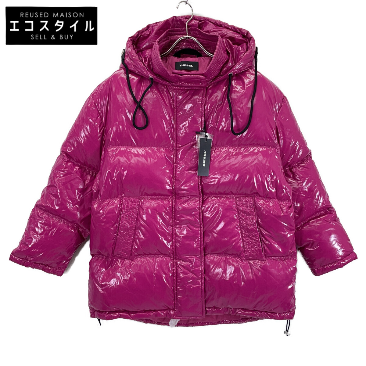 DIESEL ディーゼル 00SXC1 さくら色 ナイロン フーディ 落ちこむ上衣 上衣   XXS さくら色 レディース 【中古】