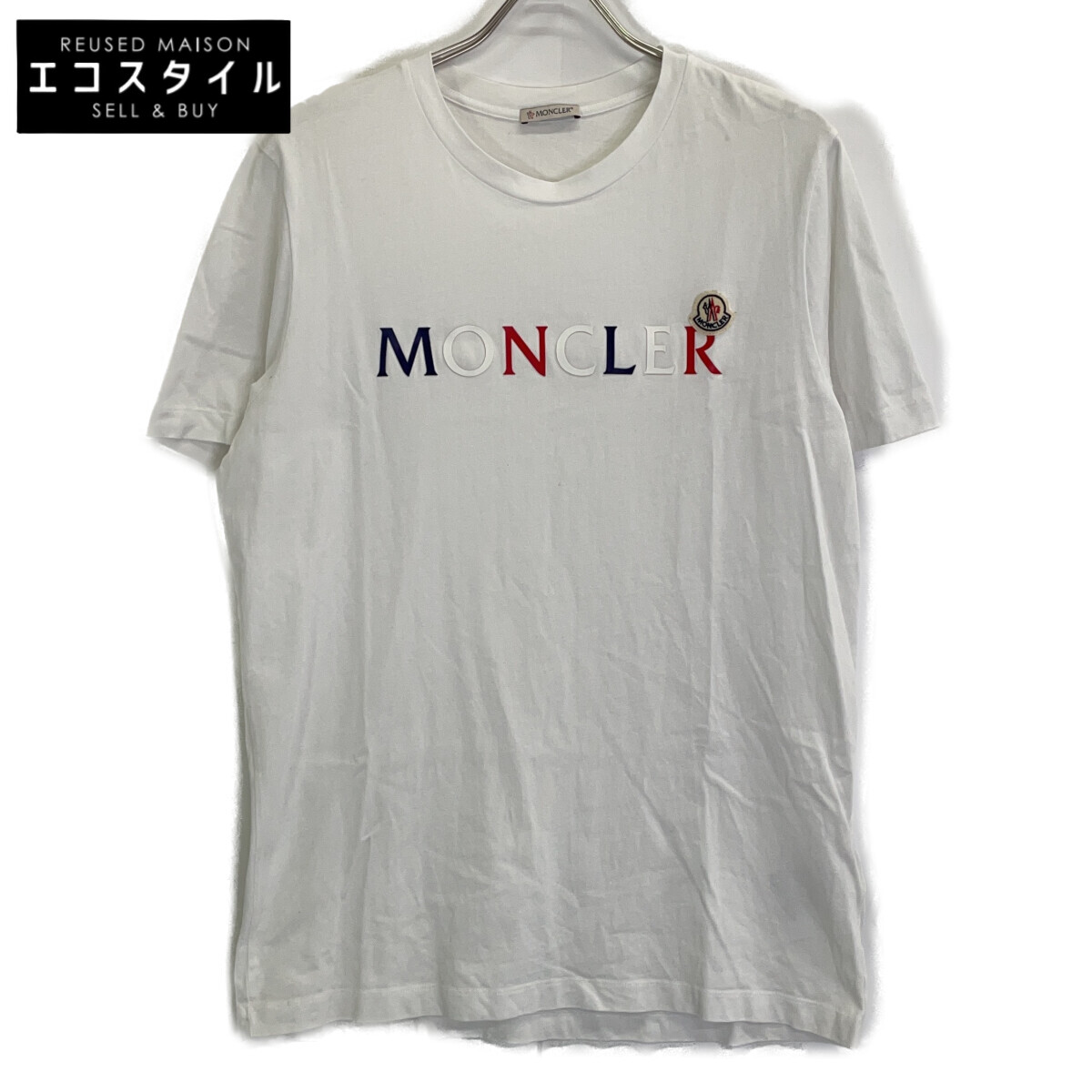 MONCLER モンクレール 国内正規 21年 H10918C00043 ﾎﾜｲﾄ 半袖 ﾛｺﾞ ｶｯﾄｿｰ トップス M ホワイト メンズ 【中古】