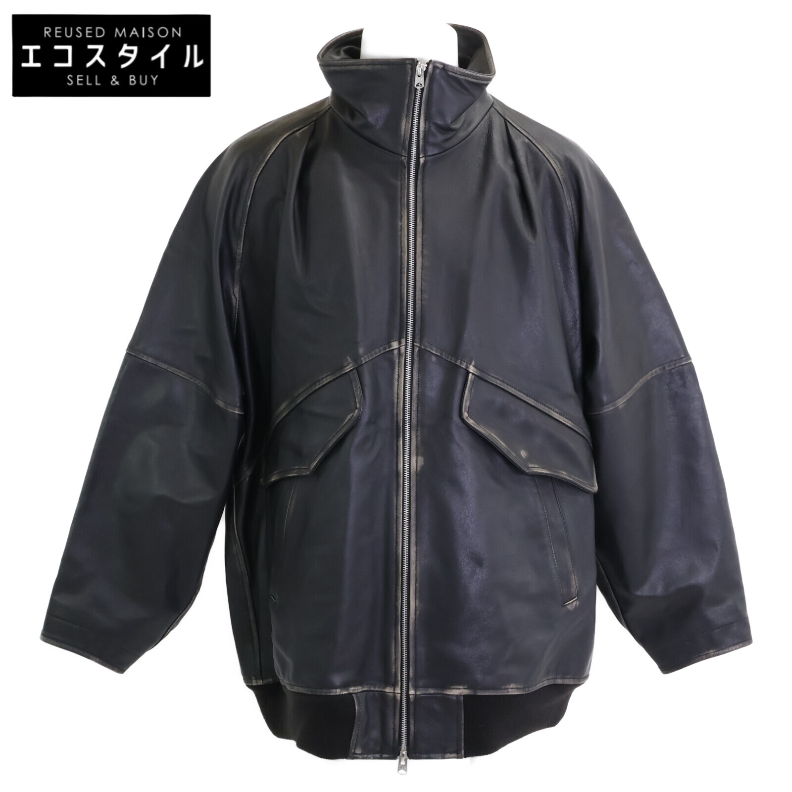 08SIRCUS 08サーカス 【美品】S25AW-OT09 2tone goth leather mid blouson USED産業 なめし革 上衣 上衣 5 黒いこと メンズ 【中古】