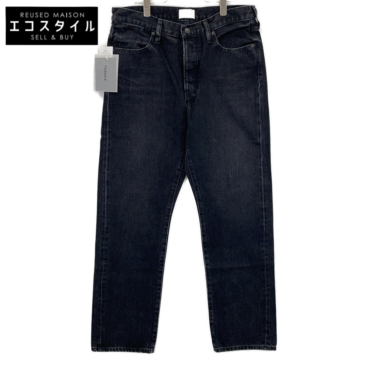 TANAKA タナカ ST-126 THE STRAIGHT JEAN TROUSERS 黒いこと 綿織物 生産品洗いもの 5ポケットブラックセルビッジデニム ボトムス   31 黒いこと メンズ 【中古】