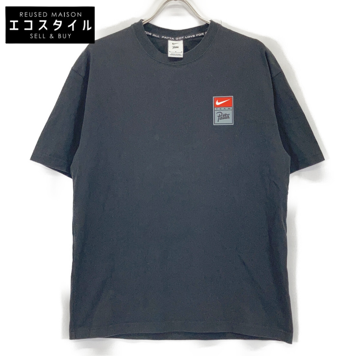 NIKE ナイキ ×ﾊﾟﾀ HJ0741-010 ﾌﾞﾗｯｸ ｸﾙｰﾈｯｸ Tｼｬﾂ トップス M ブラック メンズ 【中古】