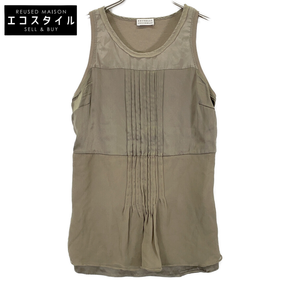 BRUNELLO CUCINELLI ブルネロクチネリ ベージュ シルクキャミトップ トップス   S ベージュ レディース 【中古】