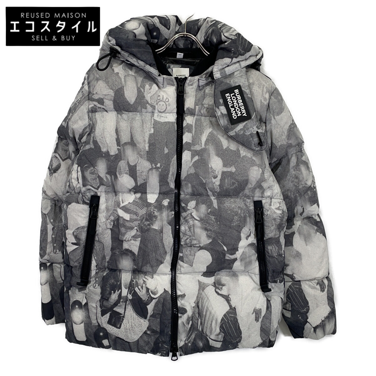BURBERRY バーバリー 8024027 転写プリント ダウンジャケット ジャケット S グレー メンズ 【中古】|ブランドリユース エコスタイル