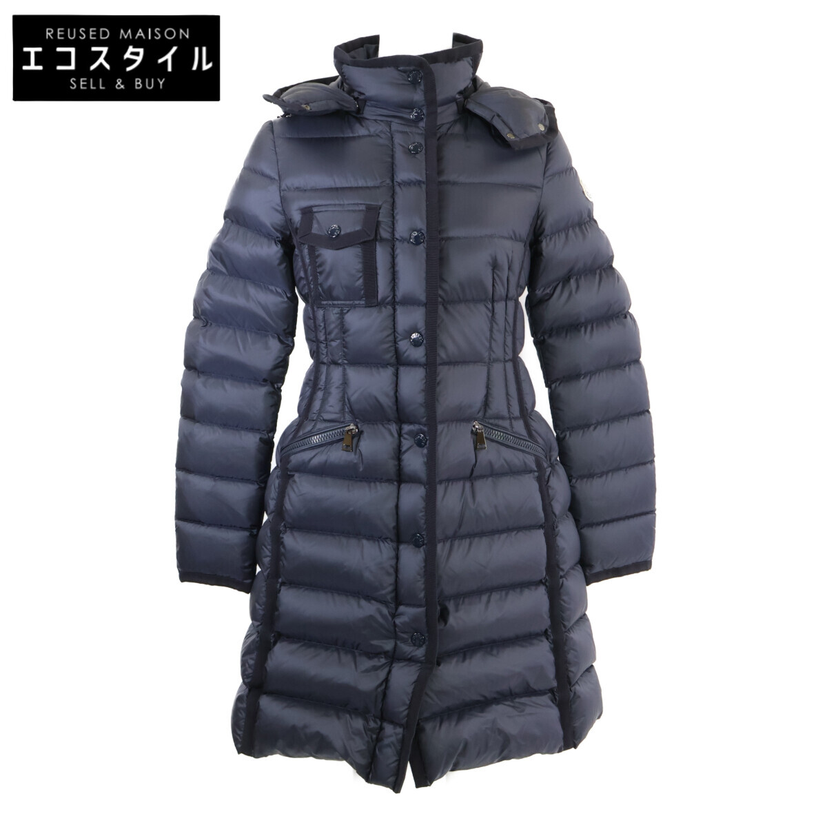 MONCLER モンク軌跡 新品負けず劣らず エルミンヌ HERMINE 落ち込む厚地の外套 上衣 OO 米国海軍 レディース 【中古】