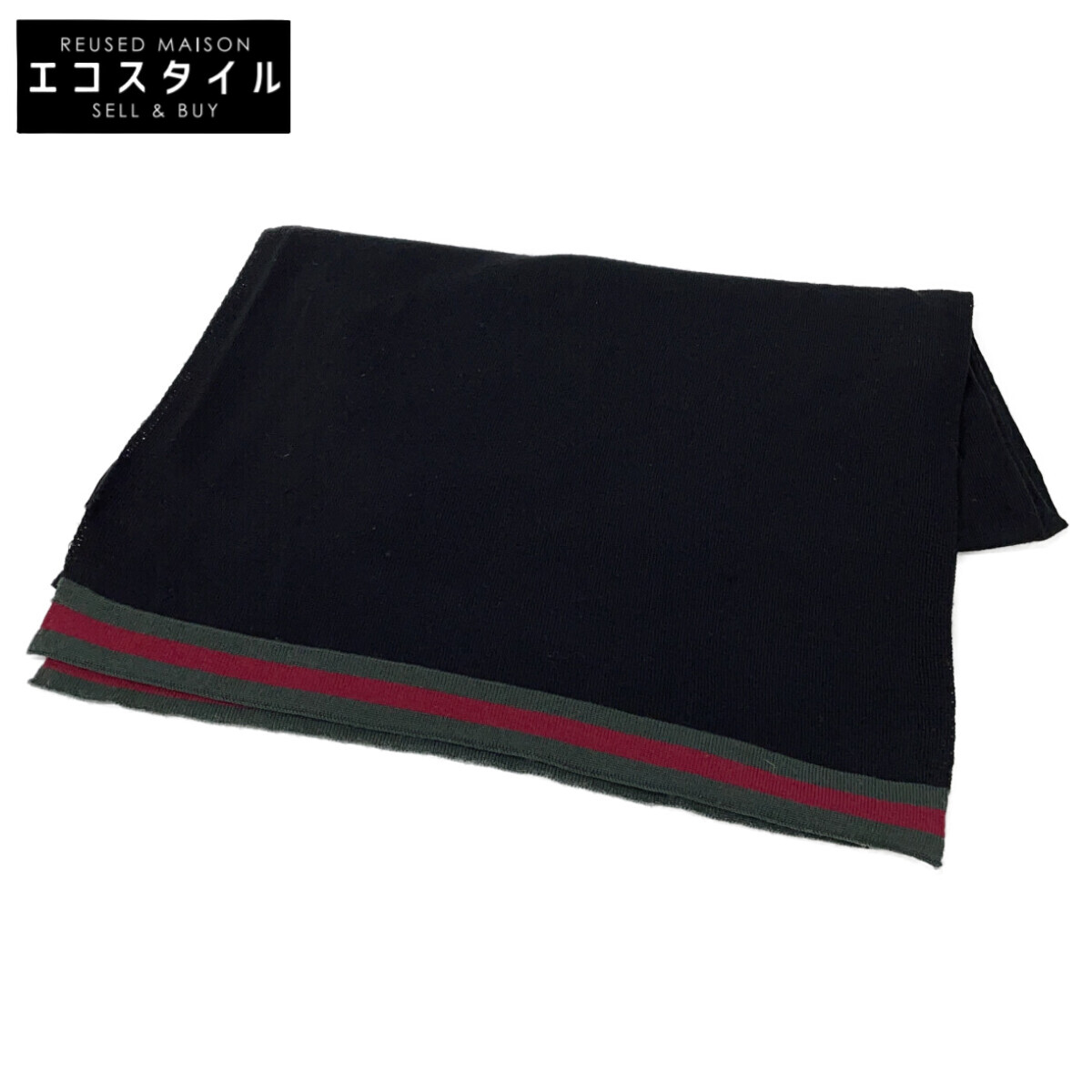 GUCCI グッチ 327377  ウール シェリーライン  ストール ブラック レディース 【中古】