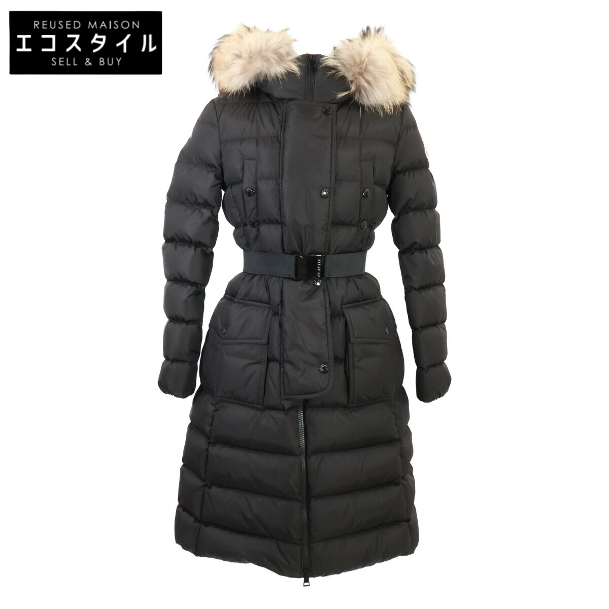 MONCLER モンク軌跡 新品負けず劣らず 20年製 KHLOE/クロエ 毛革ボンネット 落ち込む厚地の外套 厚地の外套   00 黒いこと レディース 【中古】