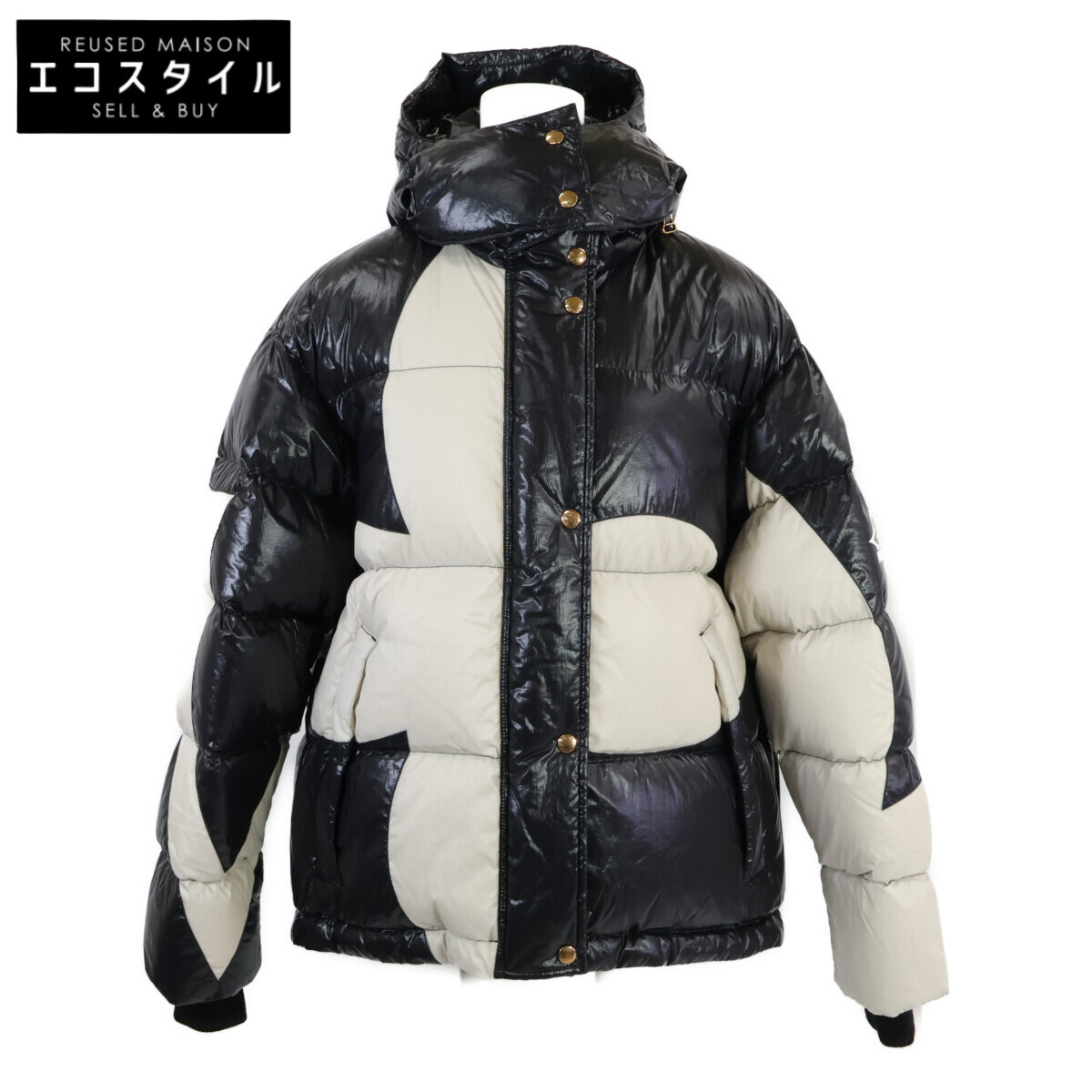 LOUIS VUITTON ルイヴィトン 【新品負けず劣らず/国内置き目/24年製】1AC0IT ひと通り モノグラム フラワーパファ 落ちこむ上衣 上衣 36 黒いこと/ベージュ レディース 【中古】