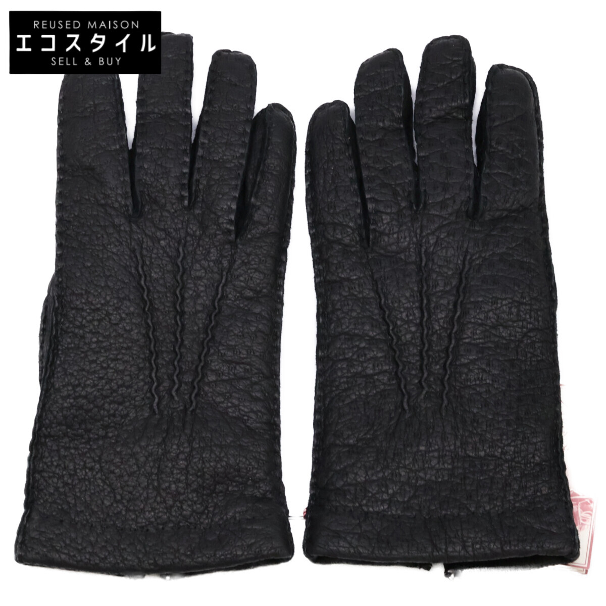 DENTS デンツ 【新品未当てはめる】15-1042 カシミール上張り ペッカリー 地球儀   7 黒いこと メンズ 【中古】