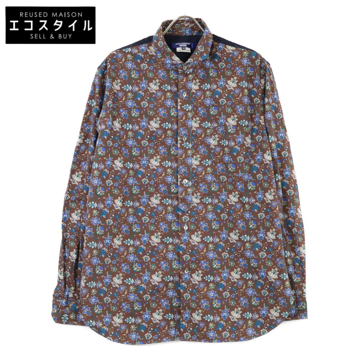 JUNYA WATANABE MAN ジュンヤワタナベマン 【美品】AD2024 WN-B005 ペイズリーｘストライプ 長袖シャツ トップス M ブラウンｘブルー メンズ 【中古】