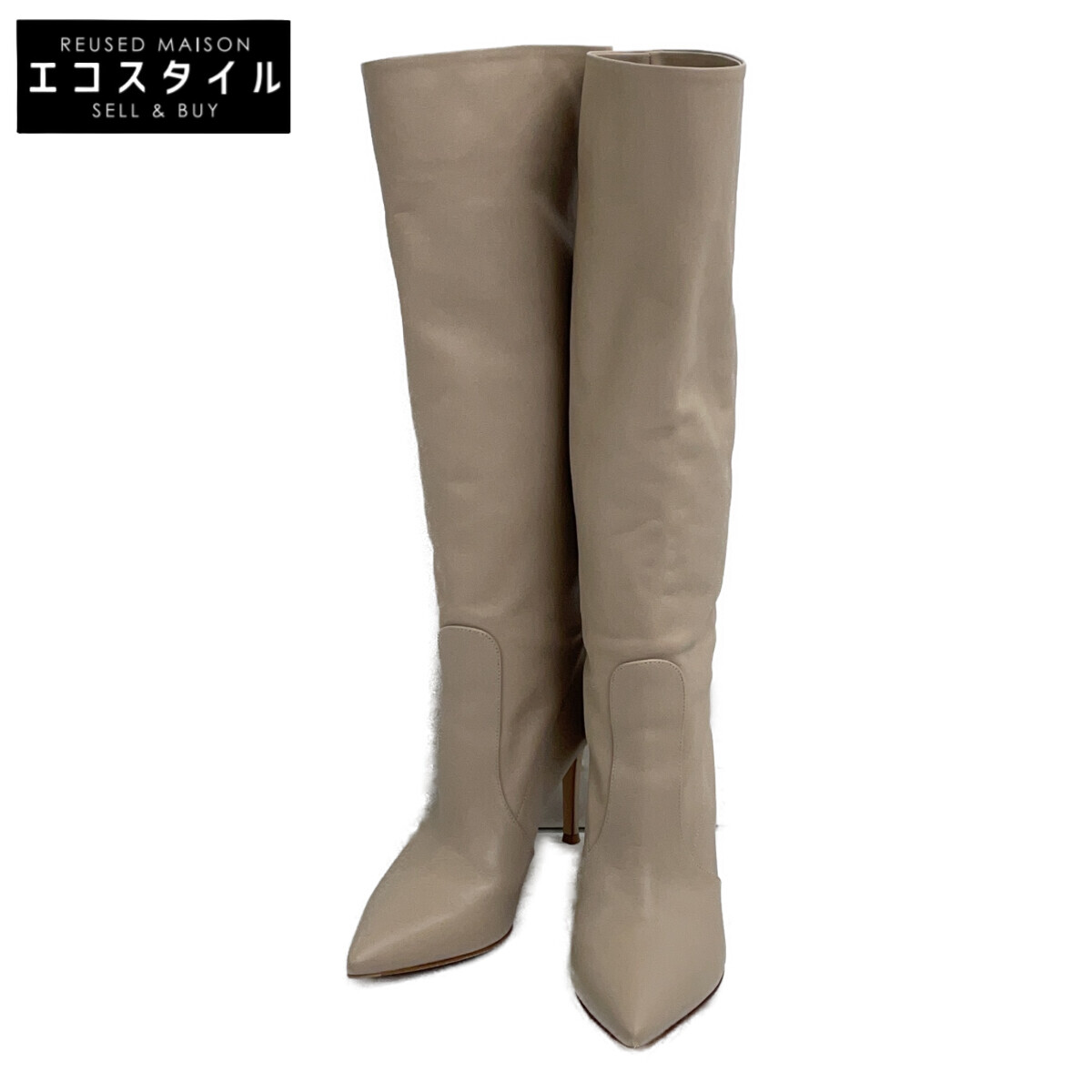 Gianvito Rossi ジャンヴィトロッシ HANSEN レザー ロングブーツ シューズ 38 ベージュ レディース 【中古】