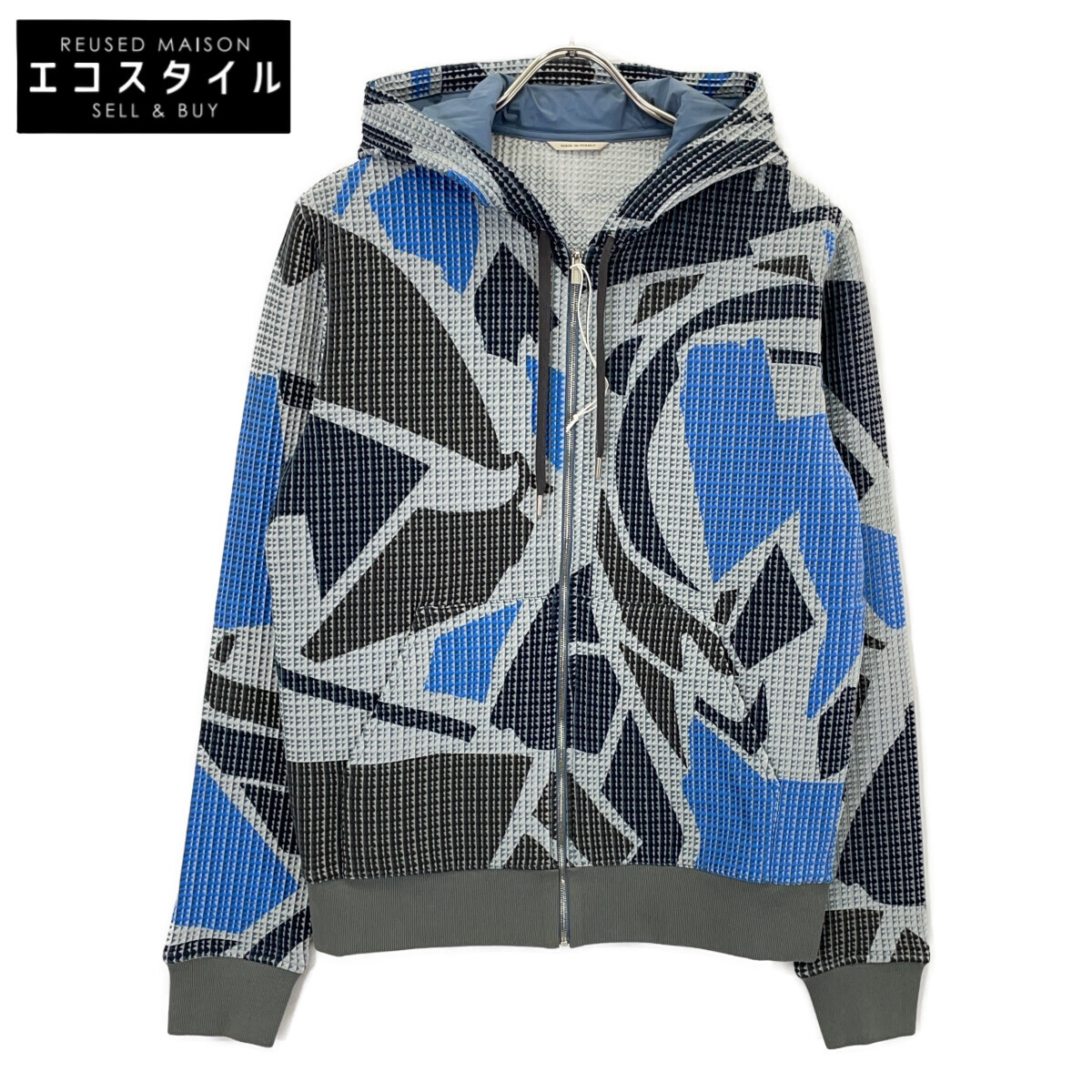 HERMES エルメス 91-5508 ﾌﾞﾙｰ×ｸﾞﾚｰ ﾏﾙﾁｶﾗｰ ｼﾞｯﾌﾟﾊﾟｰｶｰ ﾌﾞﾙｿﾞﾝ ジャケット S ブルー×グレー メンズ 【中古】