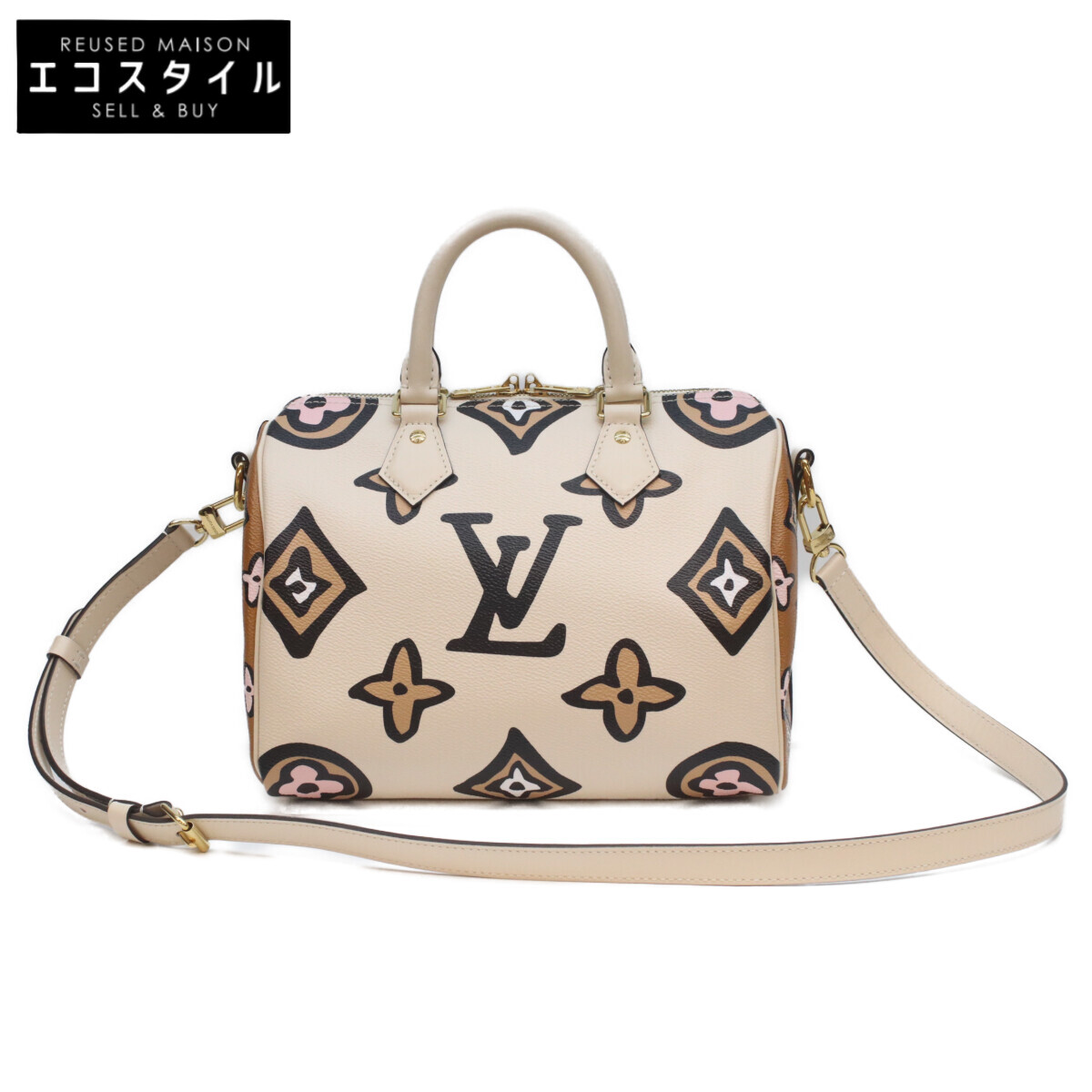 LOUIS VUITTON ルイヴィトン M45828 ｸﾚｰﾑ ﾜｲﾙﾄﾞｱｯﾄﾊｰﾄ ｽﾋﾟｰﾃﾞｨﾊﾞﾝﾄﾞﾘｴｰﾙ25 ボストンバッグ クレーム（アイボリー）/オレンジ レディース 【中古】