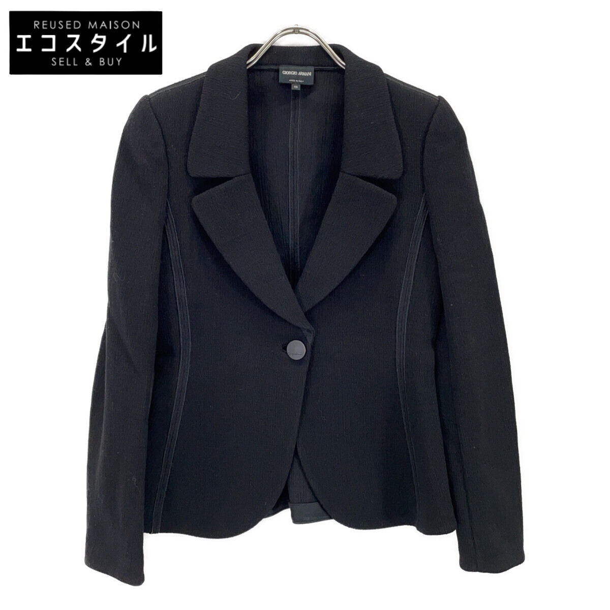 GIORGIO ARMANI ジョルジオアルマーニ ﾌﾞﾗｯｸ KAG06JKAENJ ｳｰﾙ混 ｼﾞｬｹｯﾄ ジャケット 40 ブラック レディース 【中古】