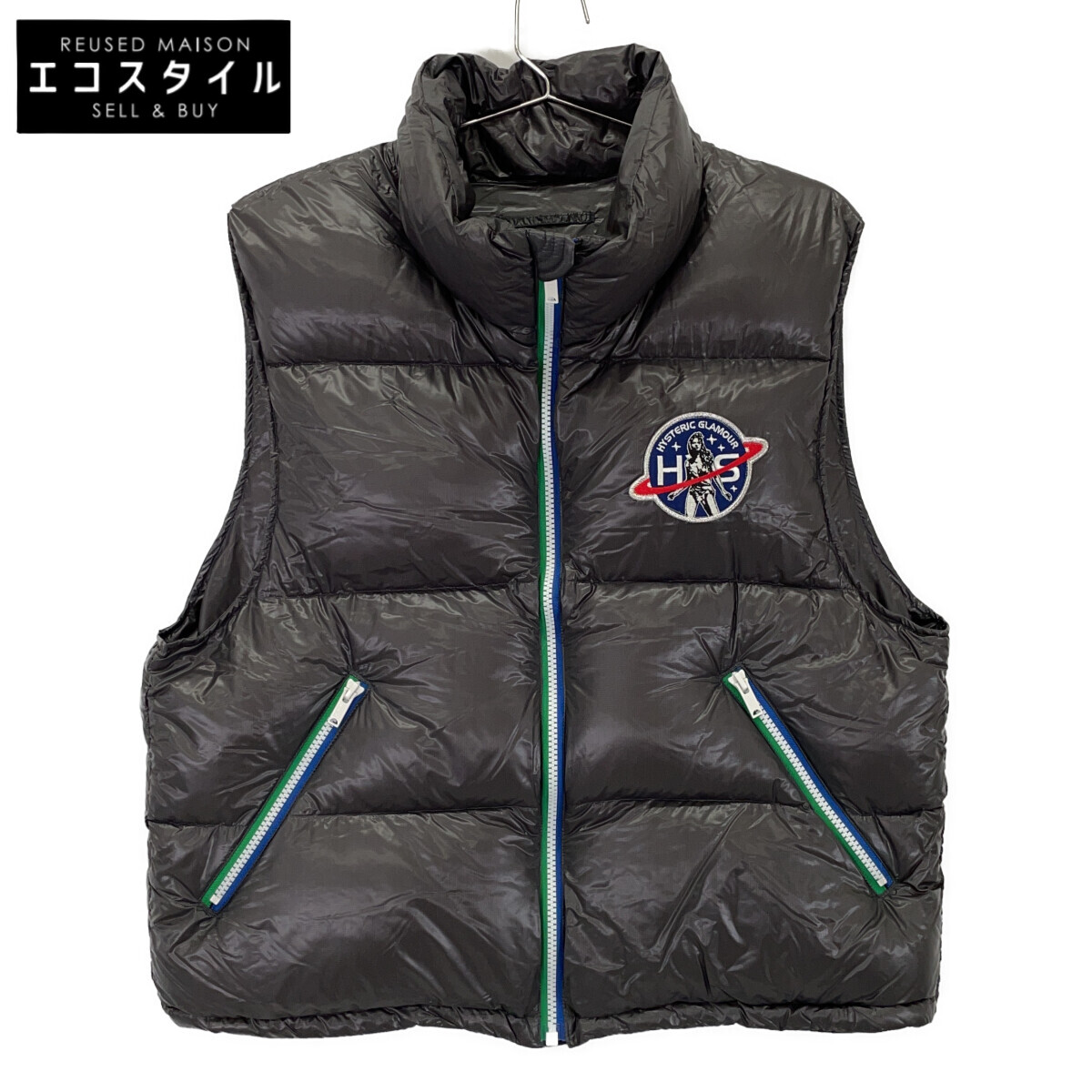 HYSTERIC GLAMOUR ヒステリックグラマー CREW PATCHｱｯﾌﾟﾘｹ ｽﾀﾝﾄﾞｶﾗｰﾀﾞｳﾝﾍﾞｽﾄ 01223AV01 より良い F 薄墨色 レディース 【中古】