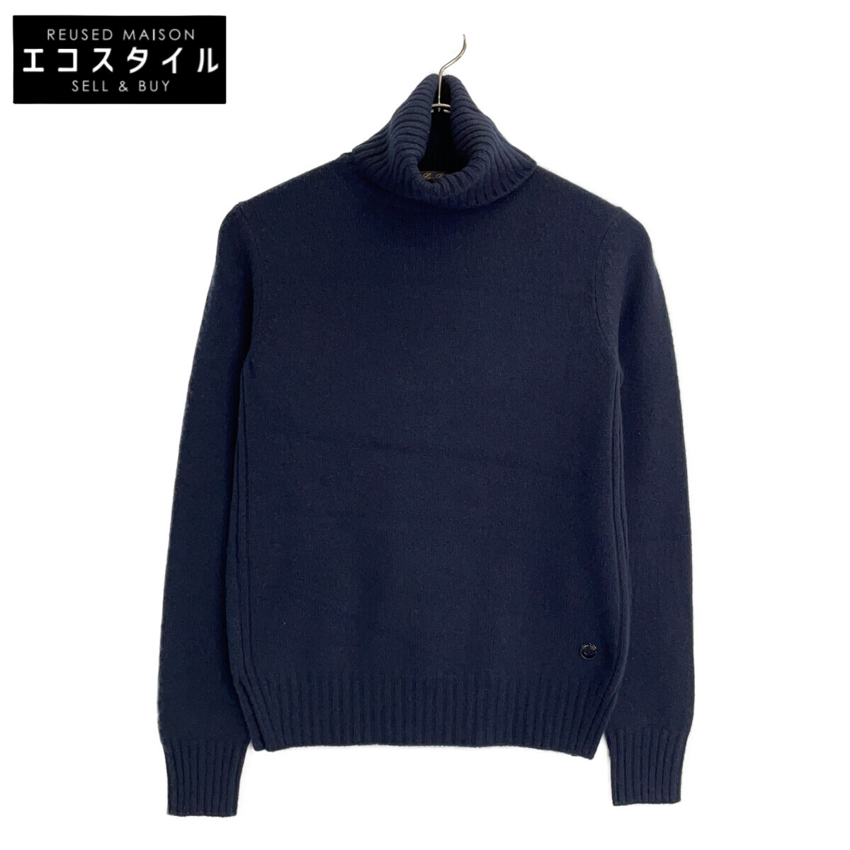 Loro Piana ロロピアーナ FAG3537 ﾈｲﾋﾞｰ ﾍﾞﾋﾞｰｶｼﾐﾔ100 ﾊｲﾈｯｸﾆｯﾄﾌﾟﾙｵｰﾊﾞｰ トップス 38 米国海軍 レディース 【中古】