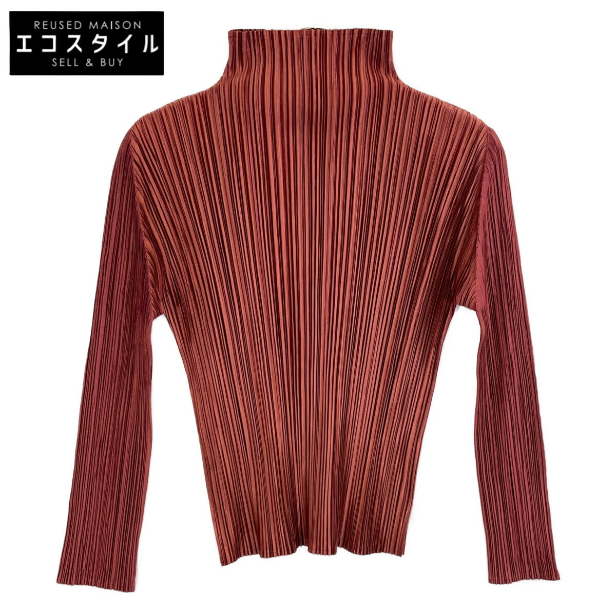 PLEATS PLEASE 筋目プリーズ ボルドーワイン PP63-JK812 ボトルネック トップス トップス   3 ボルドーワイン レディース 【中古】