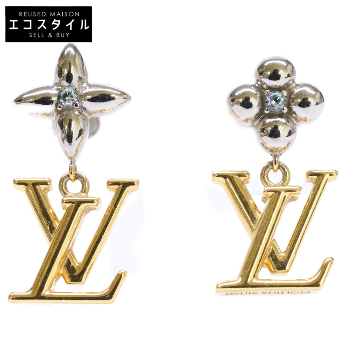 LOUIS VUITTON ルイヴィトン M01287 パンダント LV アイコニック フラワー ピアス シルバー/ゴールド レディース 【中古】