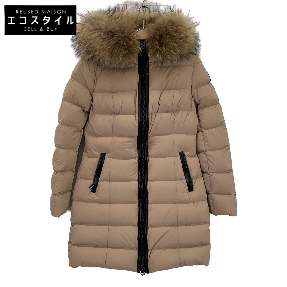 Mackage マッカージュ ﾍﾞｰｼﾞｭ 11812624-1A CALLA-F ﾌｨﾝﾗｸｰﾝﾌｧｰ ﾀﾞｳﾝｺｰﾄ コート M/M ベージュ レディース 【中古】