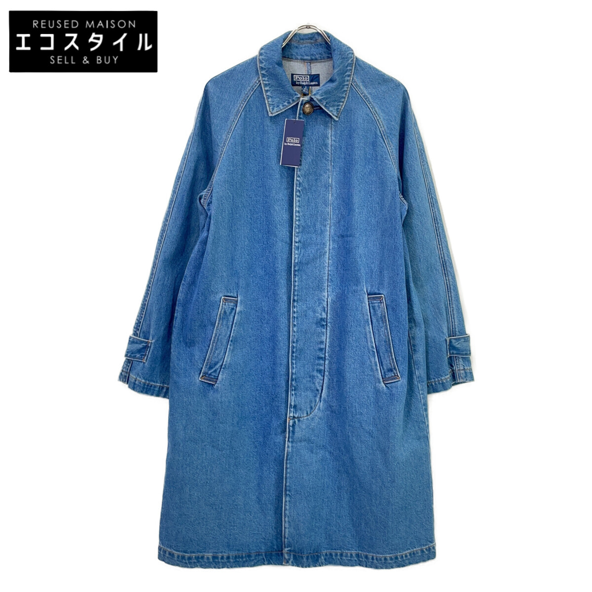 POLO RALPH LAUREN ポロ ラルフローレン 青色 デニムミディシングルジャケット 上衣   S 青色 レディース 【中古】