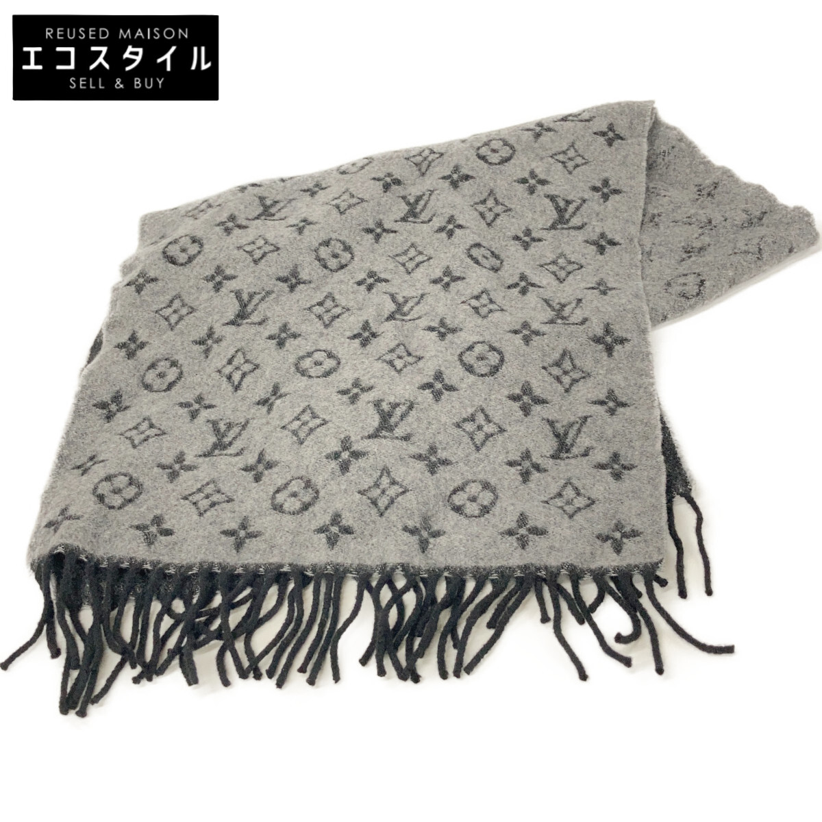 LOUIS VUITTON ルイヴィトン M75900 ｸﾞﾚｰ ﾓﾉｸﾞﾗﾑ ｸﾞﾗﾃﾞｨｴﾝﾄ ﾏﾌﾗｰ えり巻き 薄墨色 メンズ 【中古】