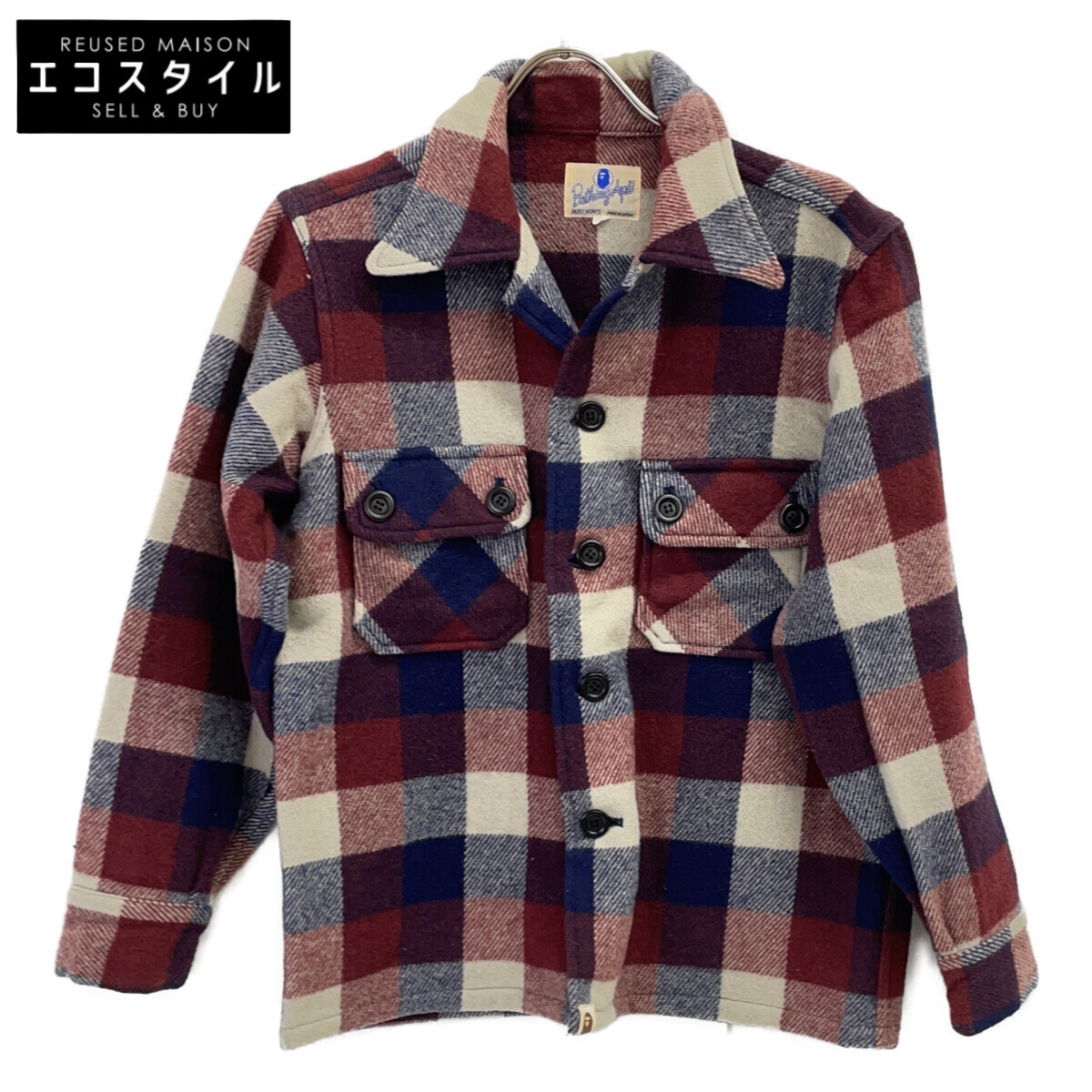 A BATHING APE アベイシングエイプ 90\u0027s 差しつかえる読み合わせる CPO長袖プルオーバー トップス S ボルドーワイン メンズ 【中古】