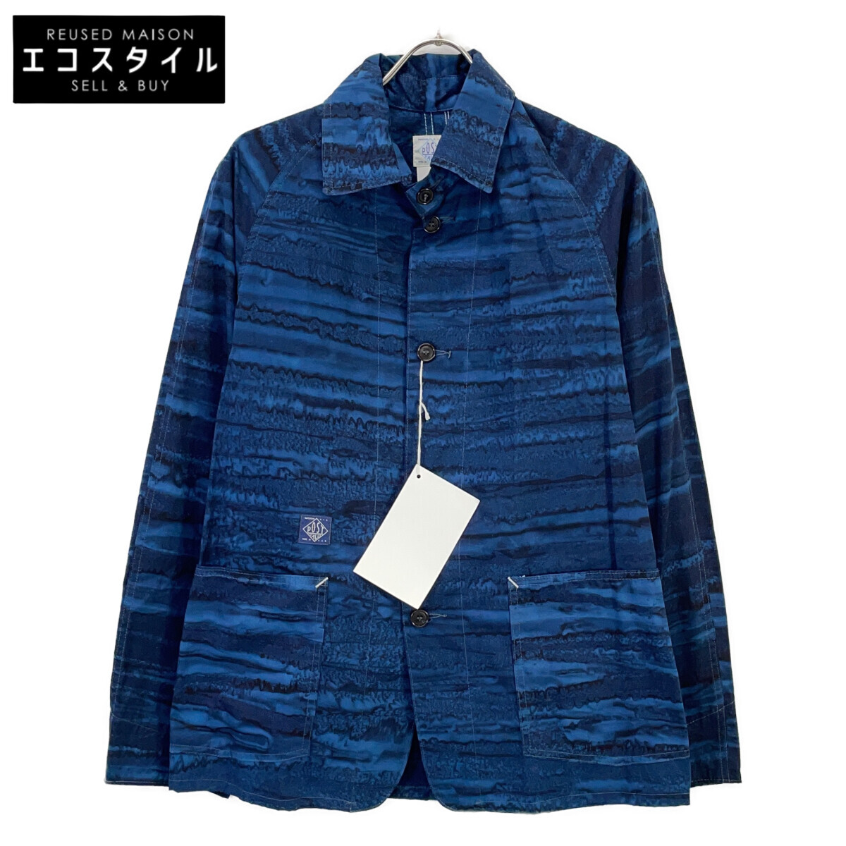 POST OVERALLS ポストオーバーオールズ 18SS ﾌﾞﾙｰ POST40 PO-355 ﾌﾟﾘﾝﾄ ｶﾊﾞｰｵｰﾙ トップス S ブルー メンズ 【中古】 17,741円