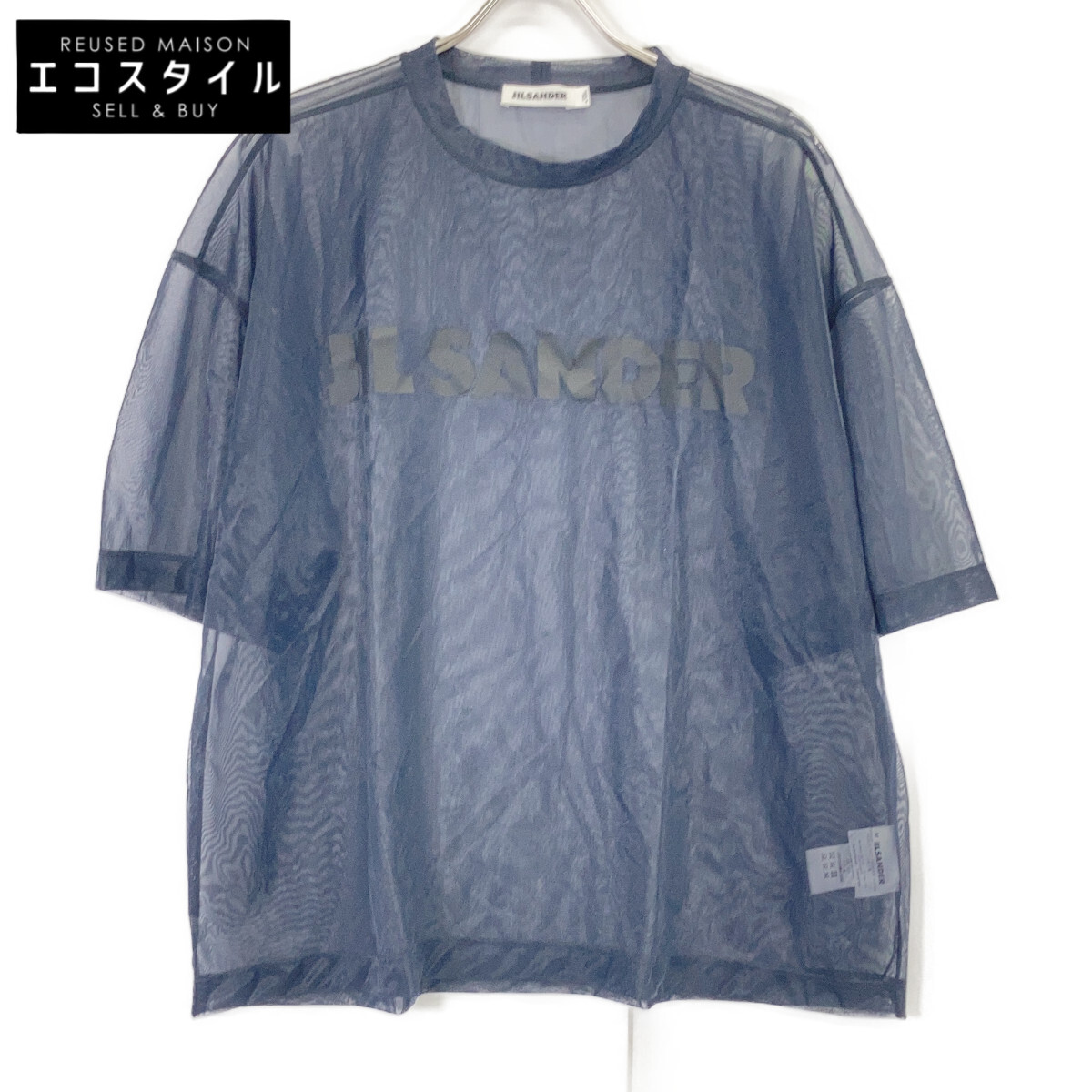 JIL SANDER ジルサンダー JSUM705040 ロゴ オーバーサイズシアーTシャツ トップス M ネイビー レディース 【中古】