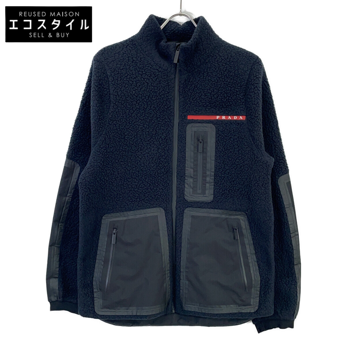 PRADA SPORT プラダスポーツ SGB659 20年製 ﾈｲﾋﾞｰ ﾘｻｲｸﾙﾌﾘｰｽ ﾃｸﾆｶﾙｼﾞｬｹｯﾄ ジャケット ネイビー メンズ 【中古】