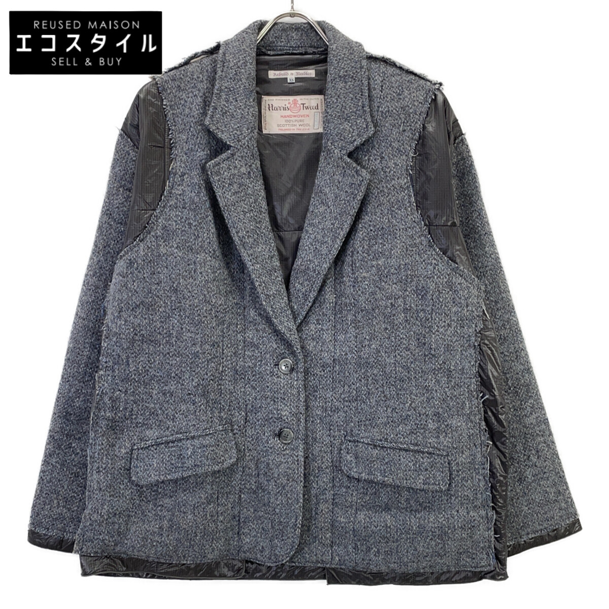 RebuildbyNeedles リビルドバイニードルス ×ハリスツィード COVERED JACKET カバードジャケット 上衣   XS 薄墨色 メンズ 【中古】