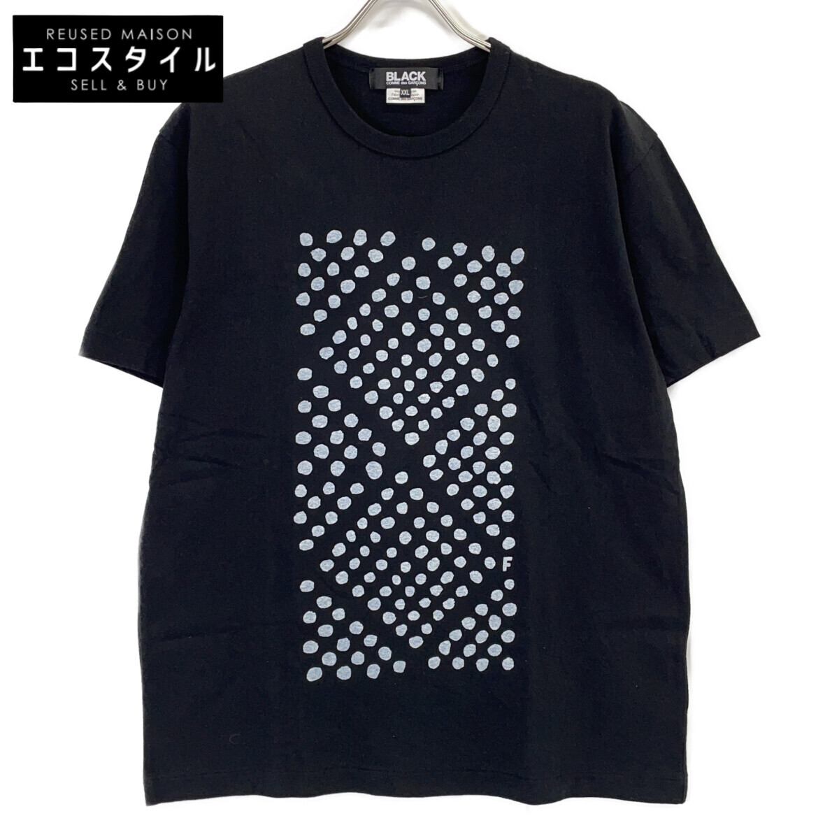 BLACKCOMMEdesGARCONS ブラックコムデギャルソン AD2024 1O-T504 フィリップパゴウスキー 一点刷り上げる ティーシャツ トップス   XXL 黒いこと メンズ 【中古】