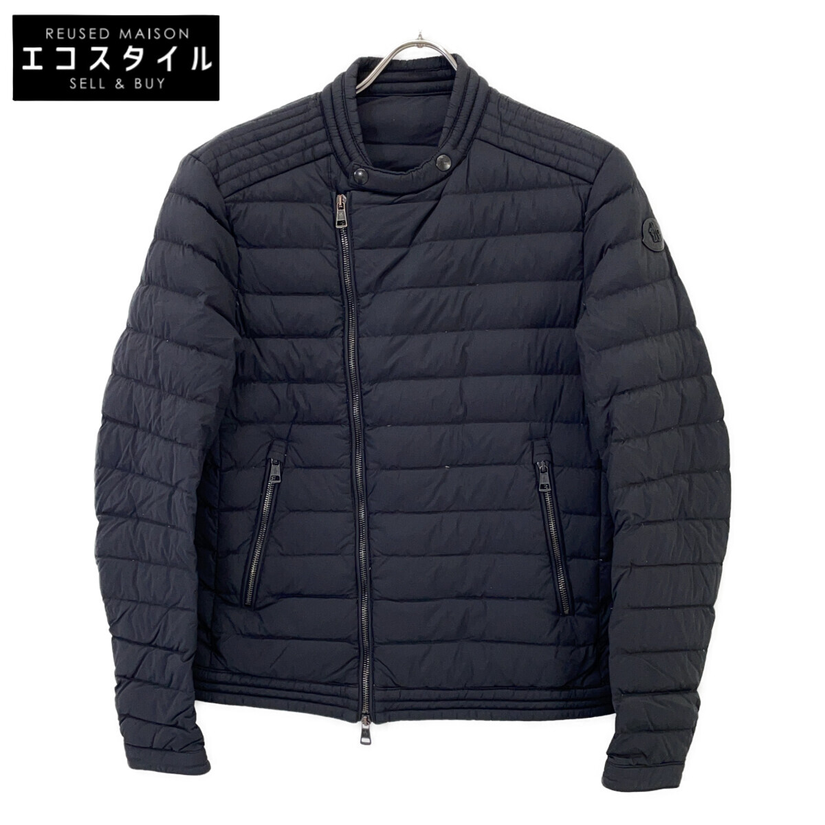 MONCLER モンク軌跡 16年製 黒いこと BRANSON ライダースダウンジャケット 上衣   1 黒いこと メンズ 【中古】