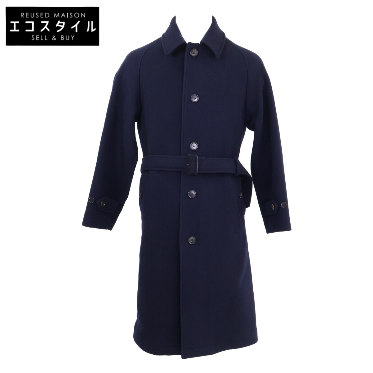 RalphLauren PURPLE LABEL ラルフローレン パープルレーベル 【美品/国内正規】カシミヤｘウール ベルト付 チェスター コート 36 ネイビー メンズ 【中古】