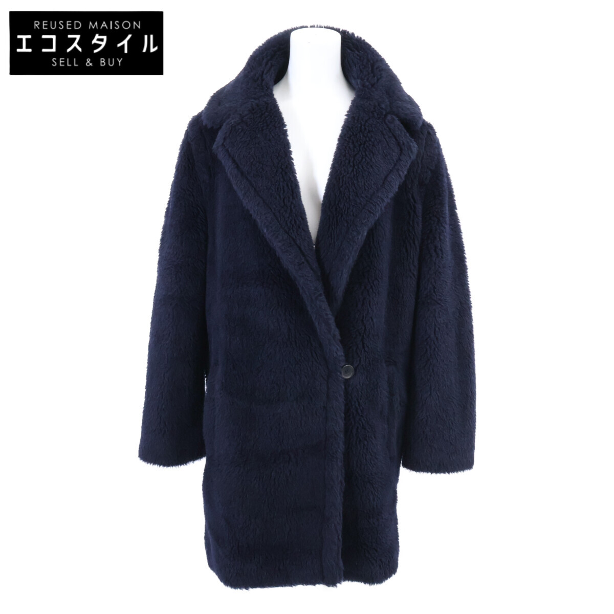 Max Mara マックスマーラ 【美品/国内置き目】101627036 アルパカｘ羊毛ｘ地絹 テディベア 二分の一 厚地の外套 42 米国海軍 レディース 【中古】