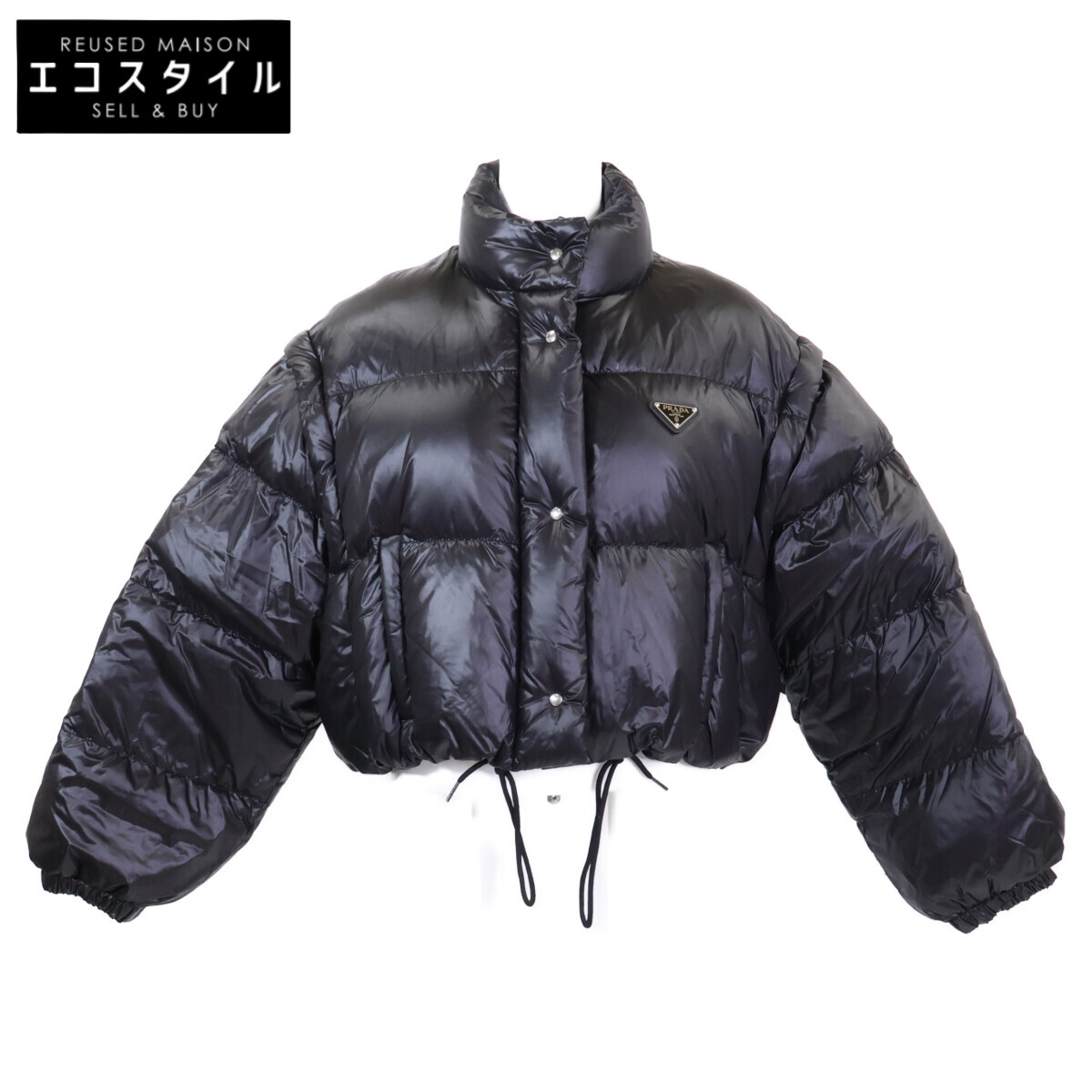 PRADA プラダ 【美品/国内置き目/24AW】291805 S222 11A9 Re-Nylon クロップド 2WAY落ち込む上衣 36 黒いこと レディース 【中古】