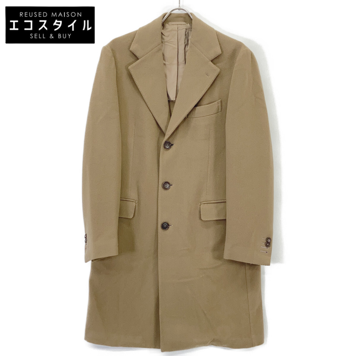 DE PETRILLO デペトリロ TW202570 Filomarino 駱駝 羊毛カシミール チェスターコート 厚地の外套   46 駱駝 メンズ 【中古】