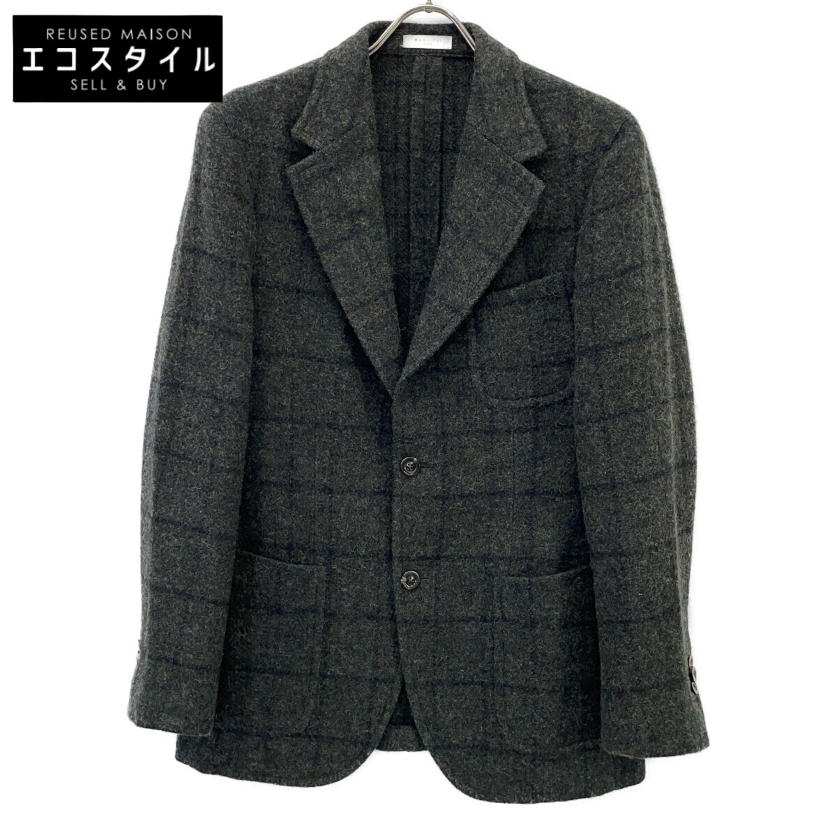 BOGLIOLI ボリオリ G1402E ｶｰｷｸﾞﾚｰ 50 K JACKET ｳｰﾙ ｼﾝｸﾞﾙ 2B ｼﾞｬｹｯﾄ ジャケット 44 カーキ×グレー メンズ 【中古】
