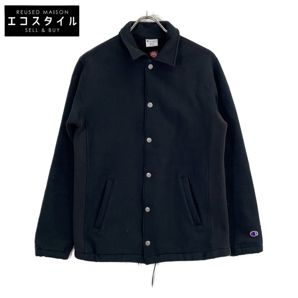 Champion チャンピオン C8-G614 WINDSTOPPER 裏起毛 コーチ ジャケット S ブラック メンズ 【中古】